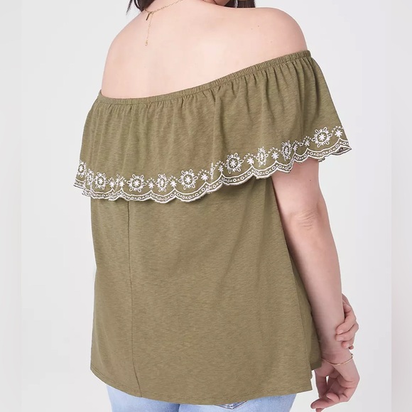 Lane Bryant- Swing Off-The-Shoulder Embroidered Top - Picture 2 of 7